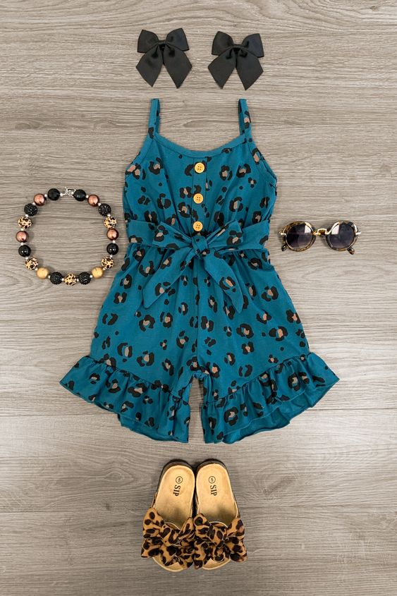 baby girls cheetah animal summer jumpsuit