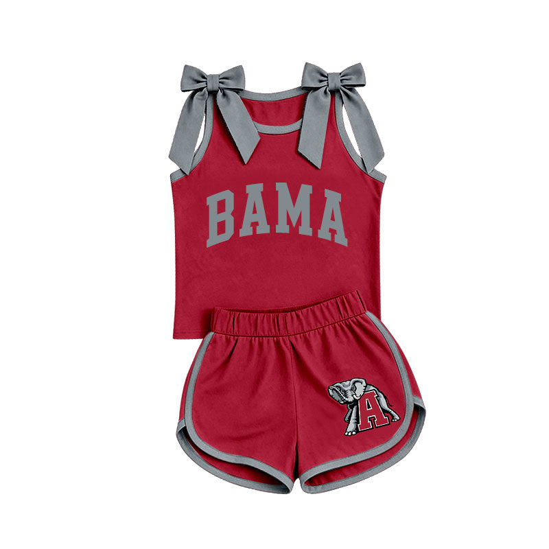 Custom team bow top matching shorts girls summer outfit