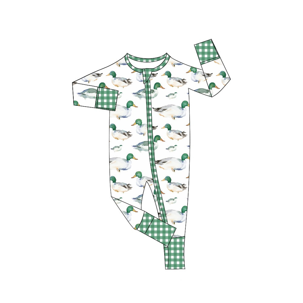 infant baby mallard duck long sleeve zip romper
