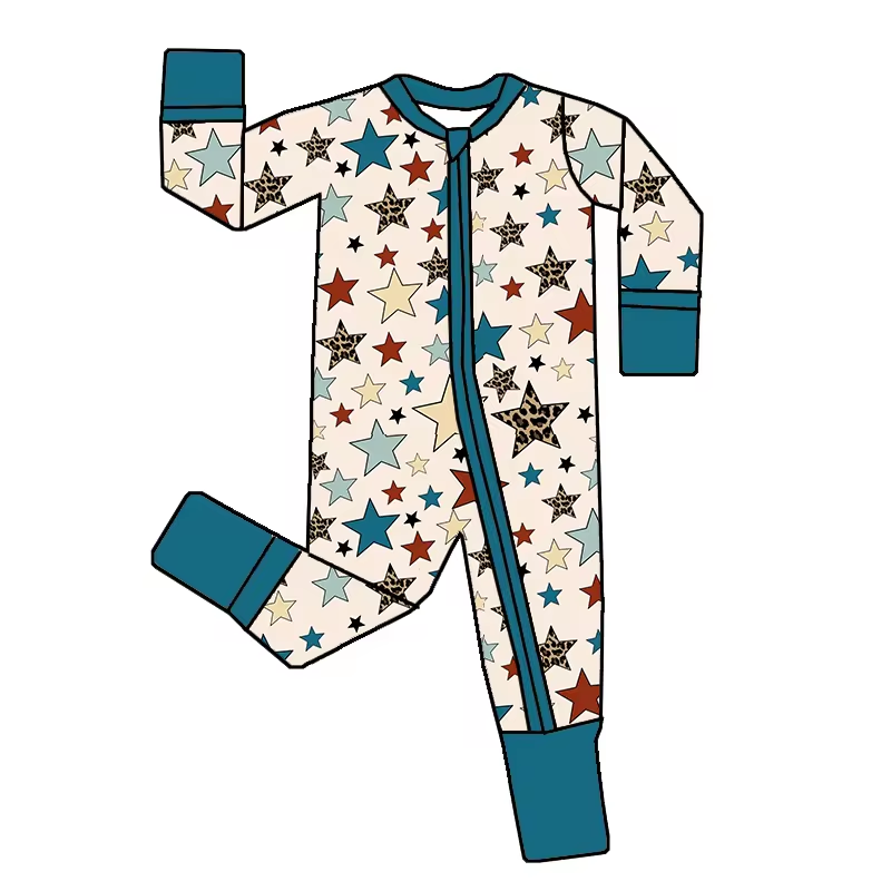infant baby boy long sleeve star zip romper