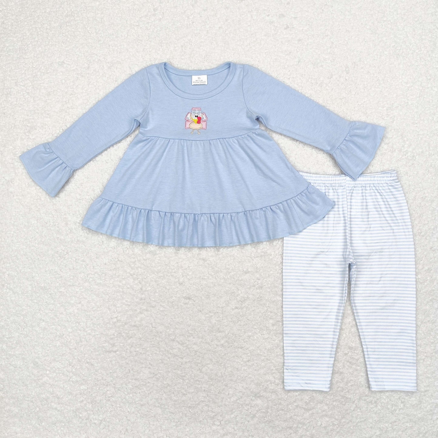 best sister embroidery thanksgiving turkey blue stripes clothes