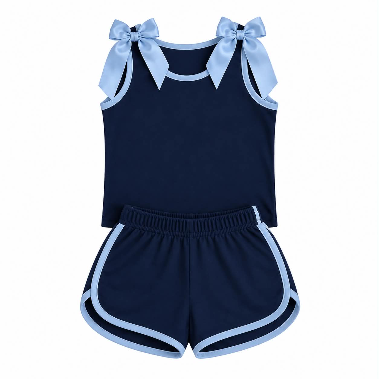 Custom bow top matching shorts girls summer outfit