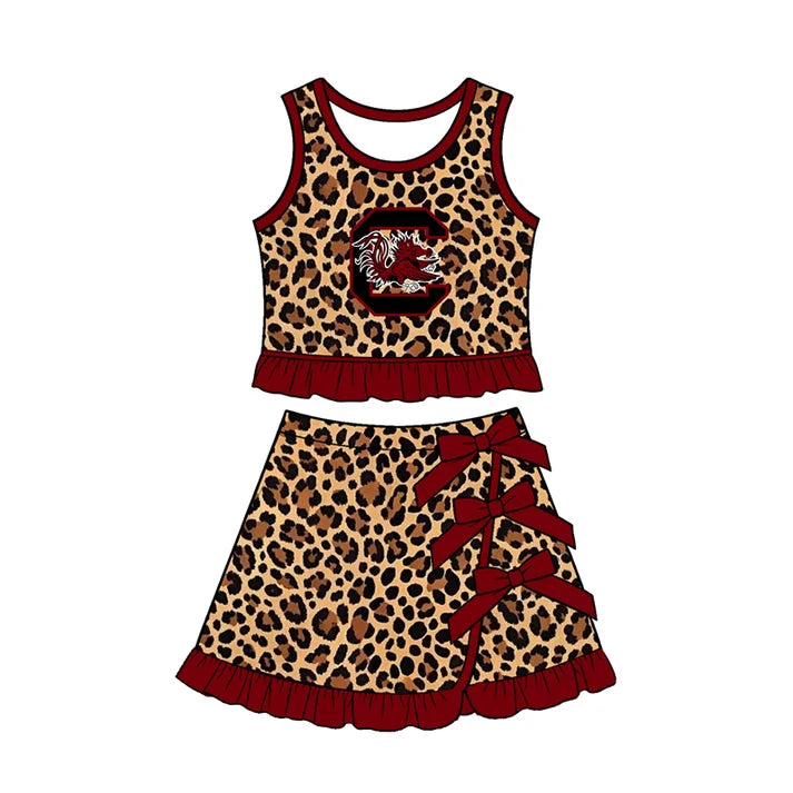 toddle girls custom gamecocks team leopard style skirt set