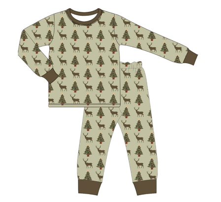 Kids Christmas tree deer design pajama set