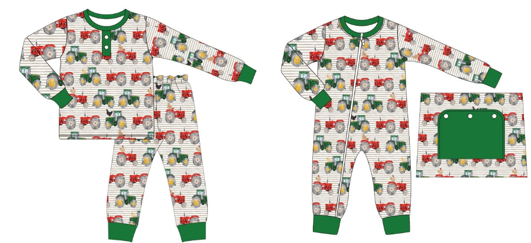 Toddle kids boy tractor design matching design outfit