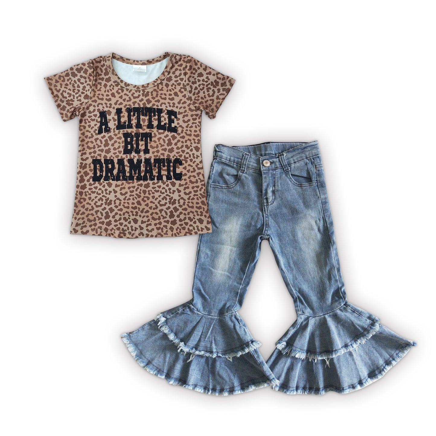 A little bit dramatic top bleach denim pants outfit baby clothes