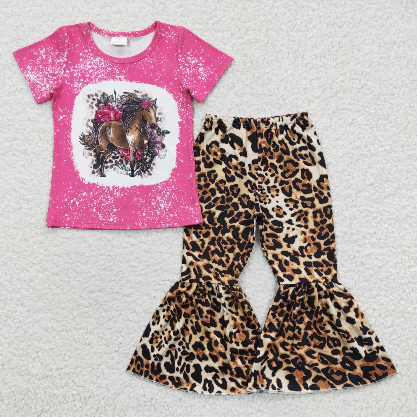 Western animal horse bell bottom clothing set