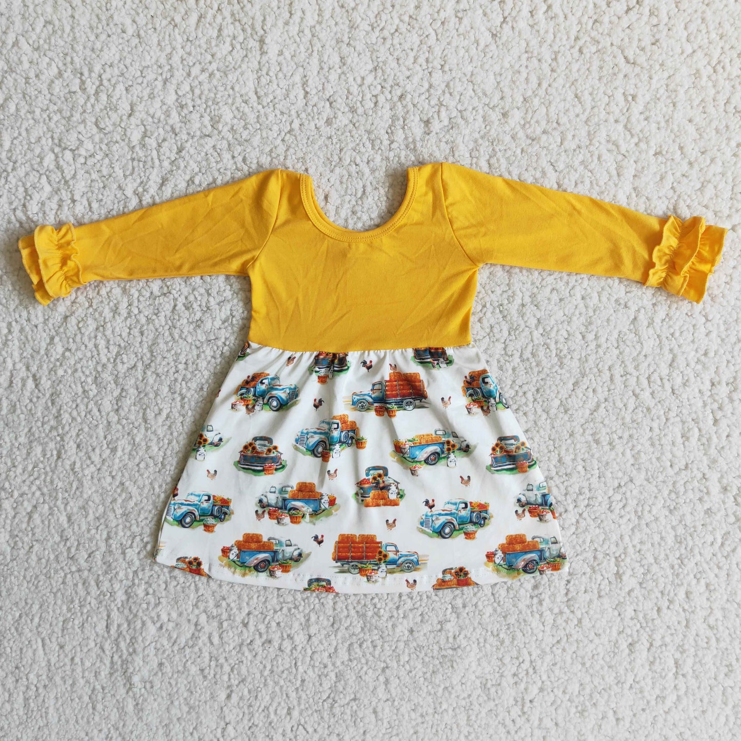 girls long sleeve pumpkin truck dress
