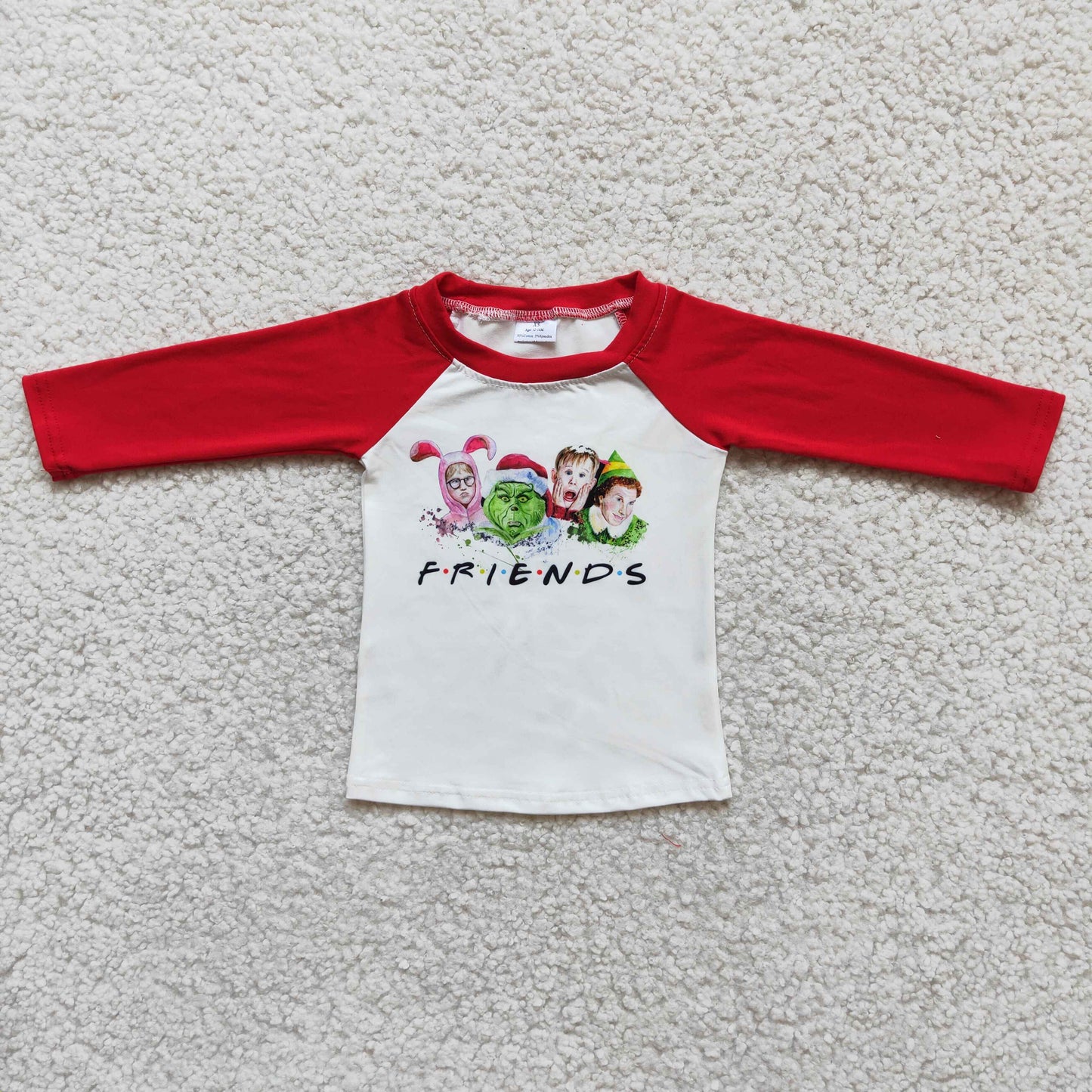 kids girls long sleeve cartoon t-shirt kids raglan style Christmas top