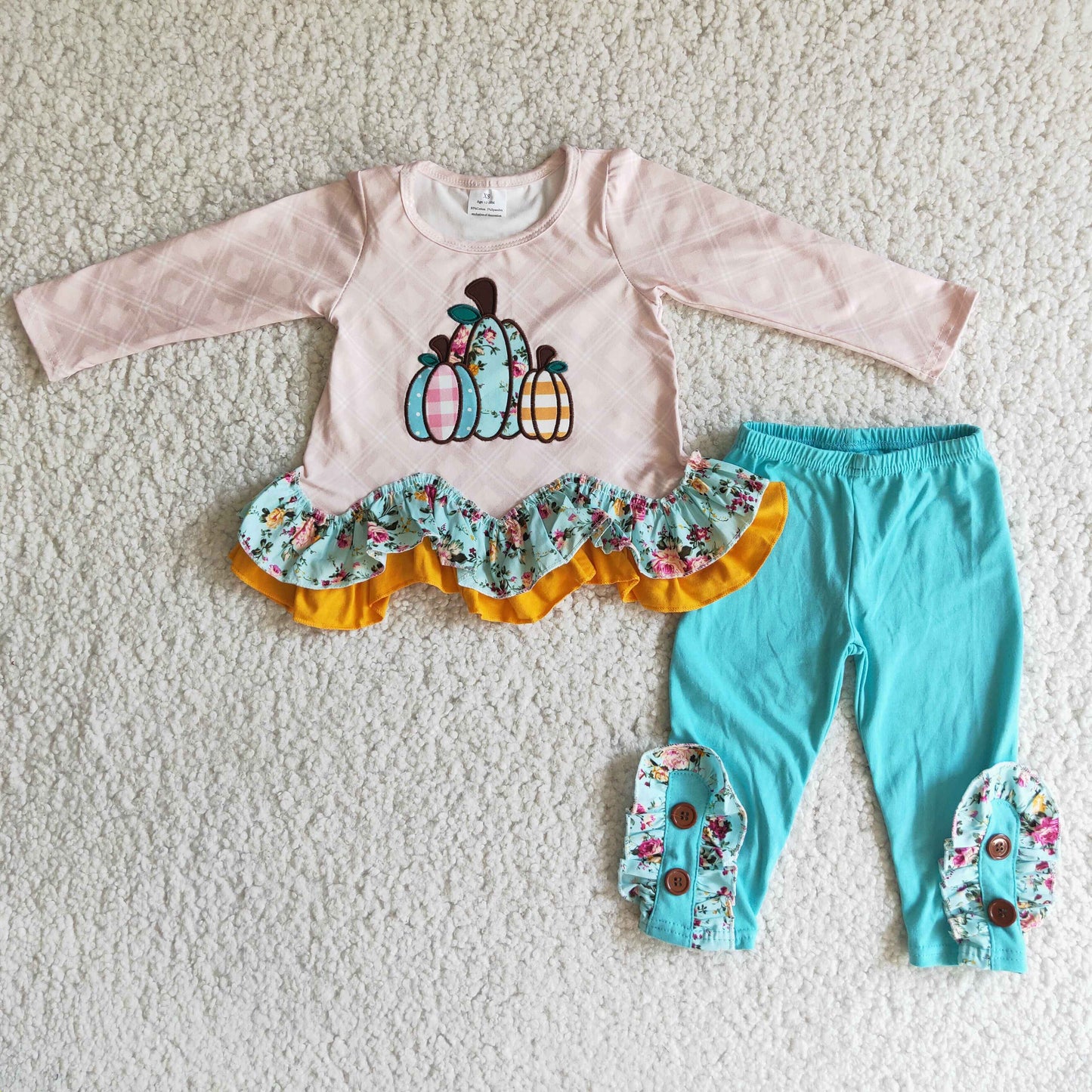 Baby girls embroidery pumpkin clothing set