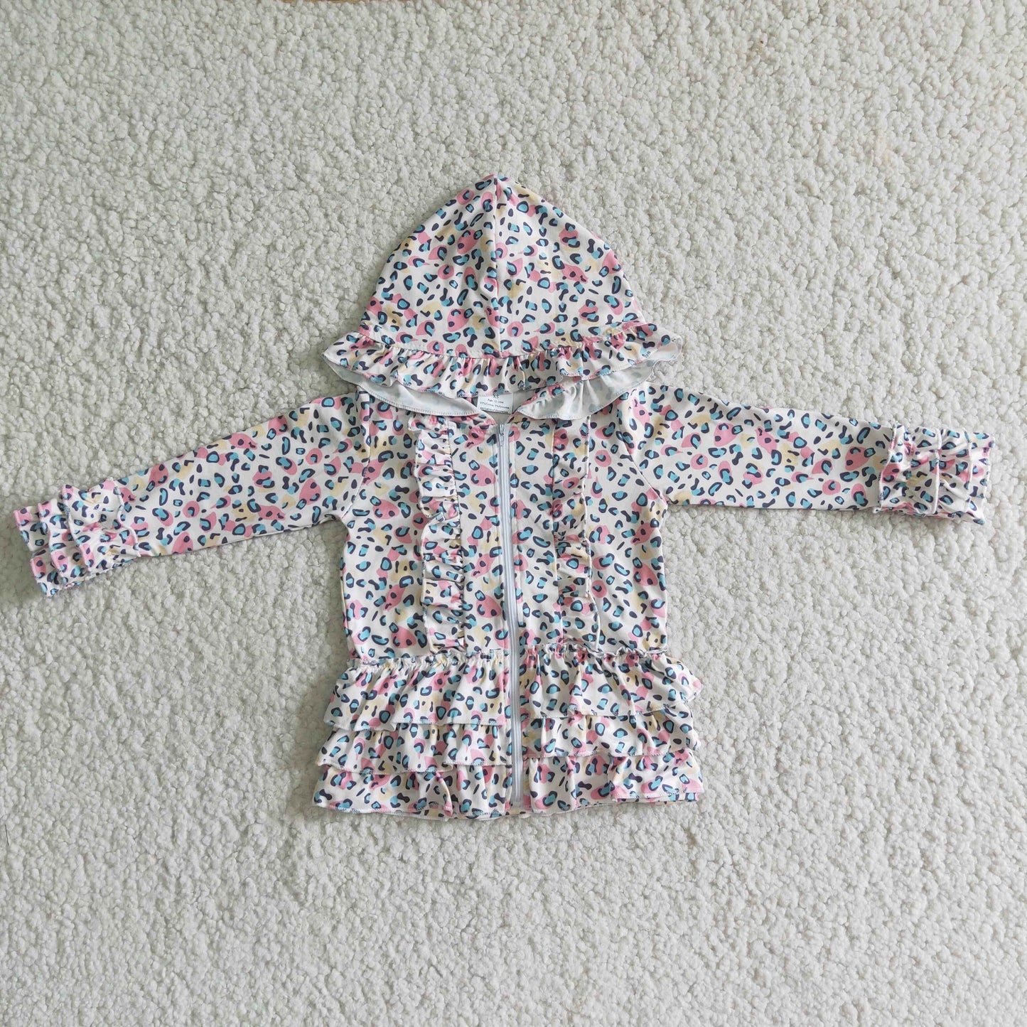 Baby girls long sleeve leopard print hoodie top