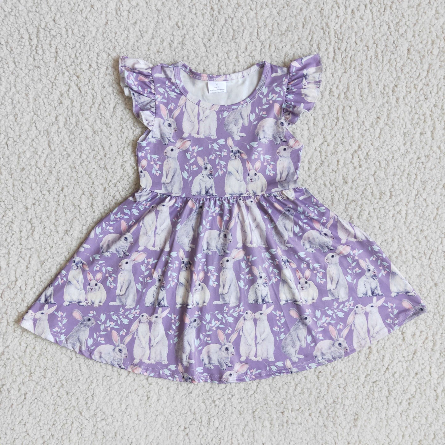 New rabbit print flutter sleeve dress