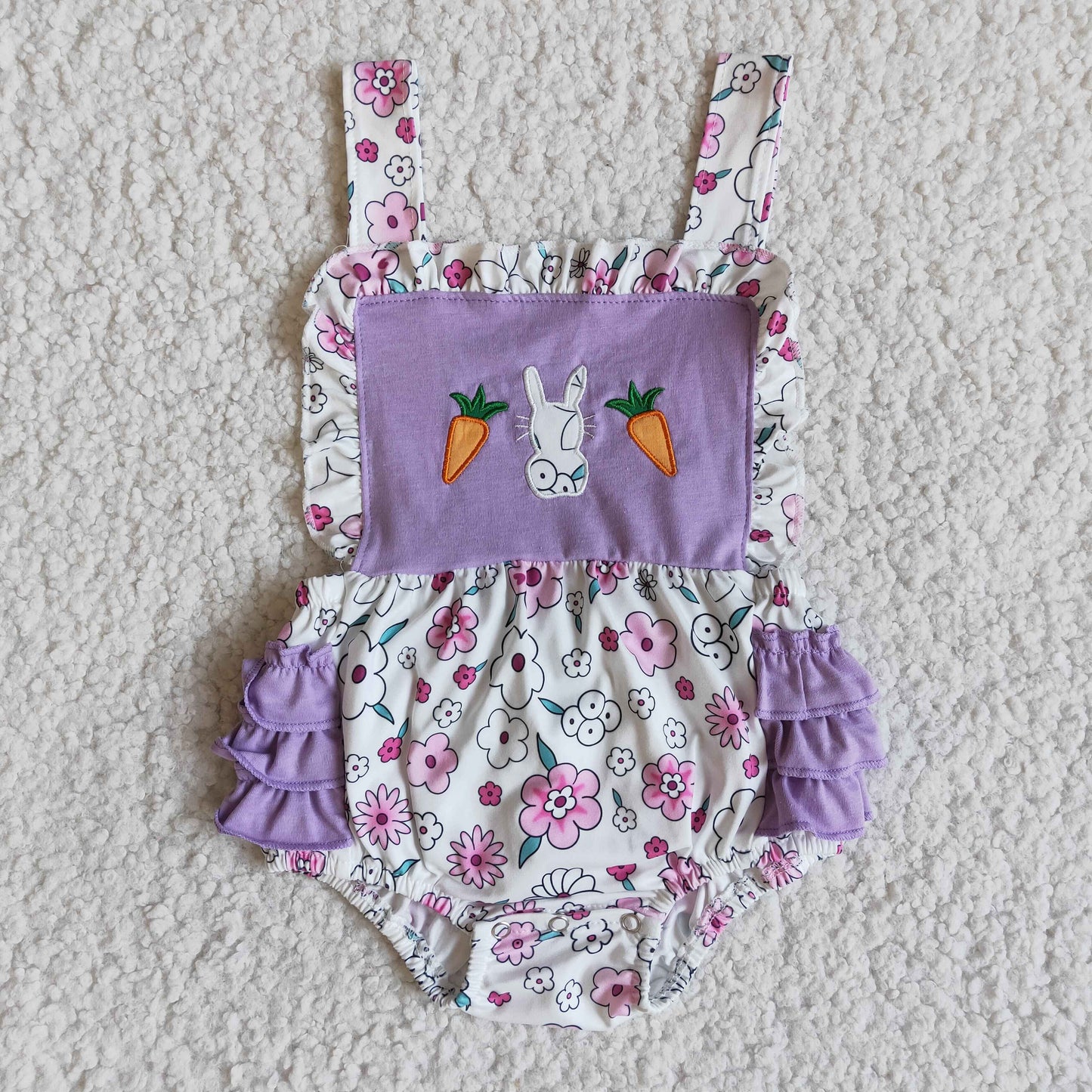 baby girls embroidery Easter romper