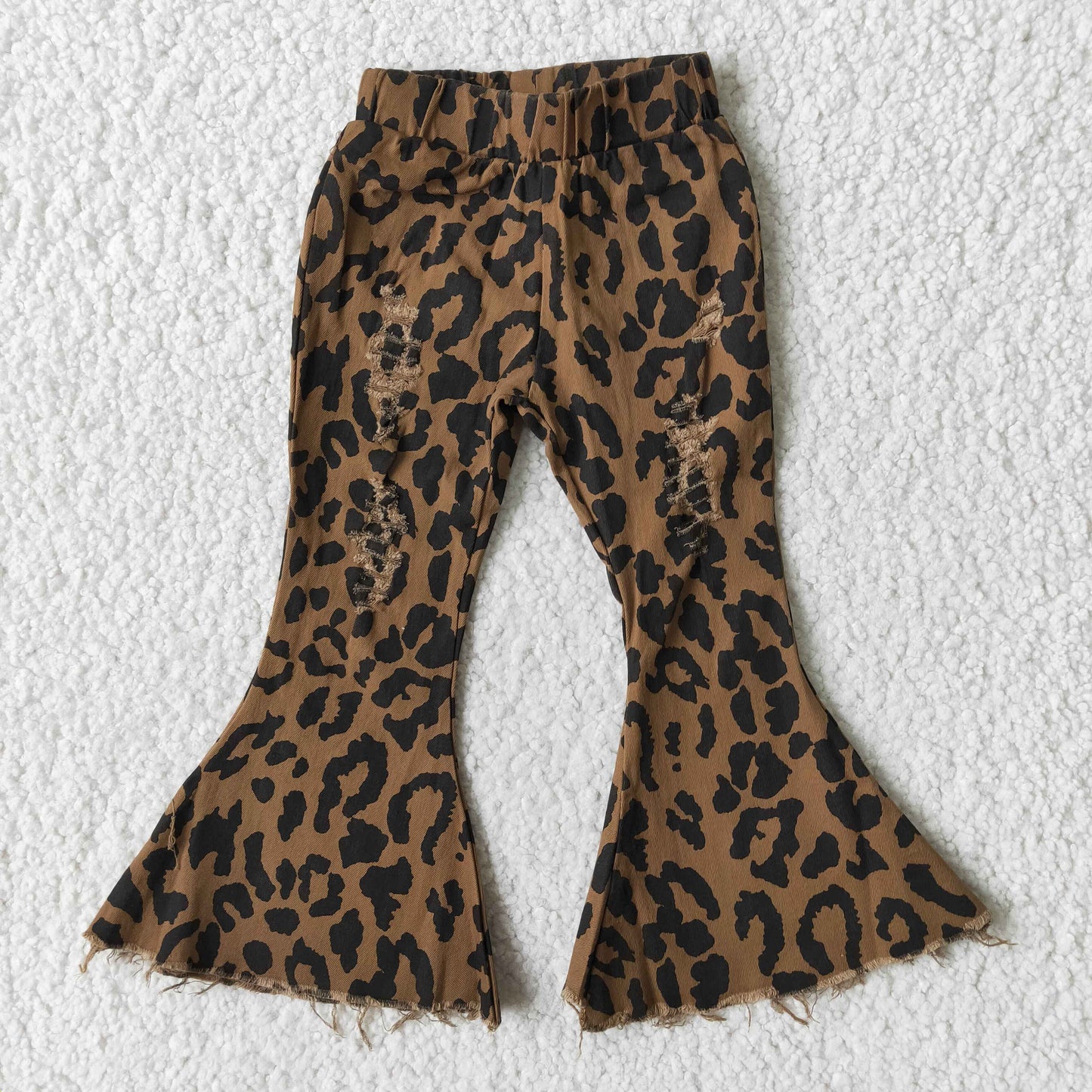 Kids girls leopard long denim pants