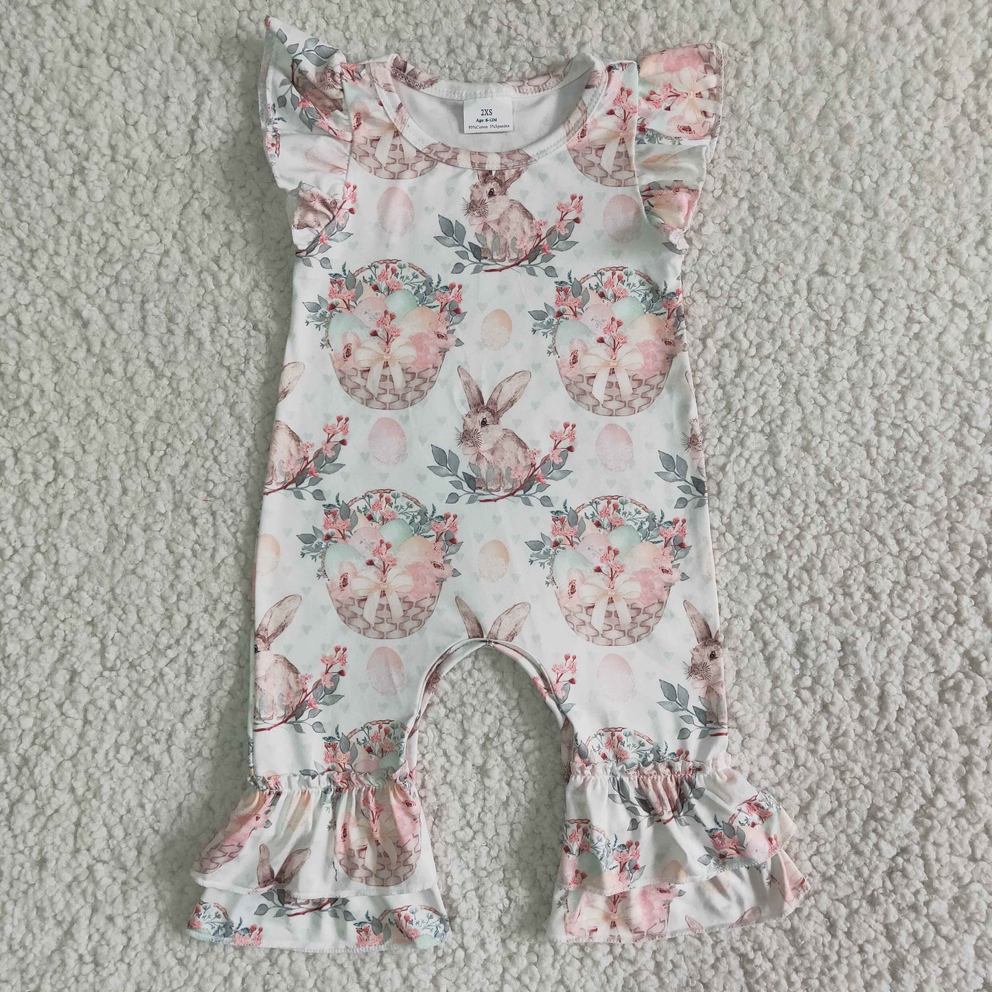 baby boy Rabbit print Easter romper B6-27