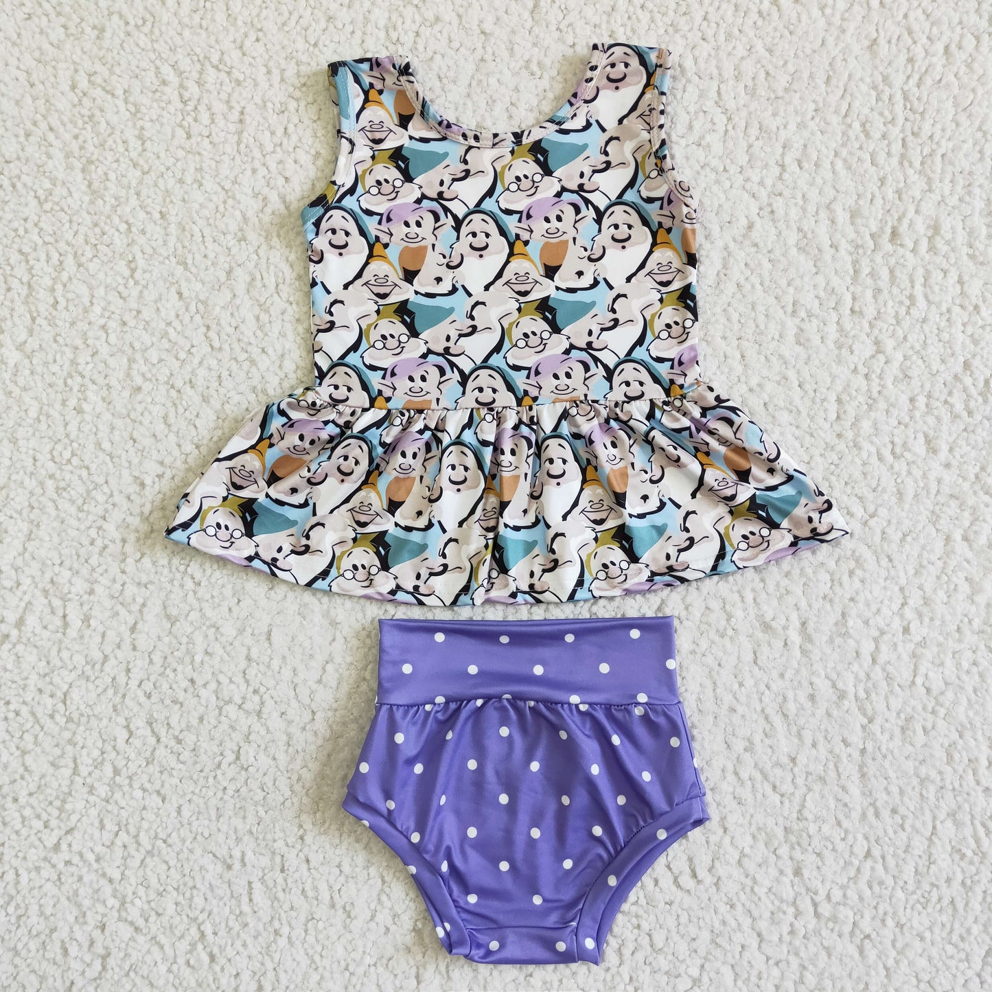 baby girls cartoon bummies set
