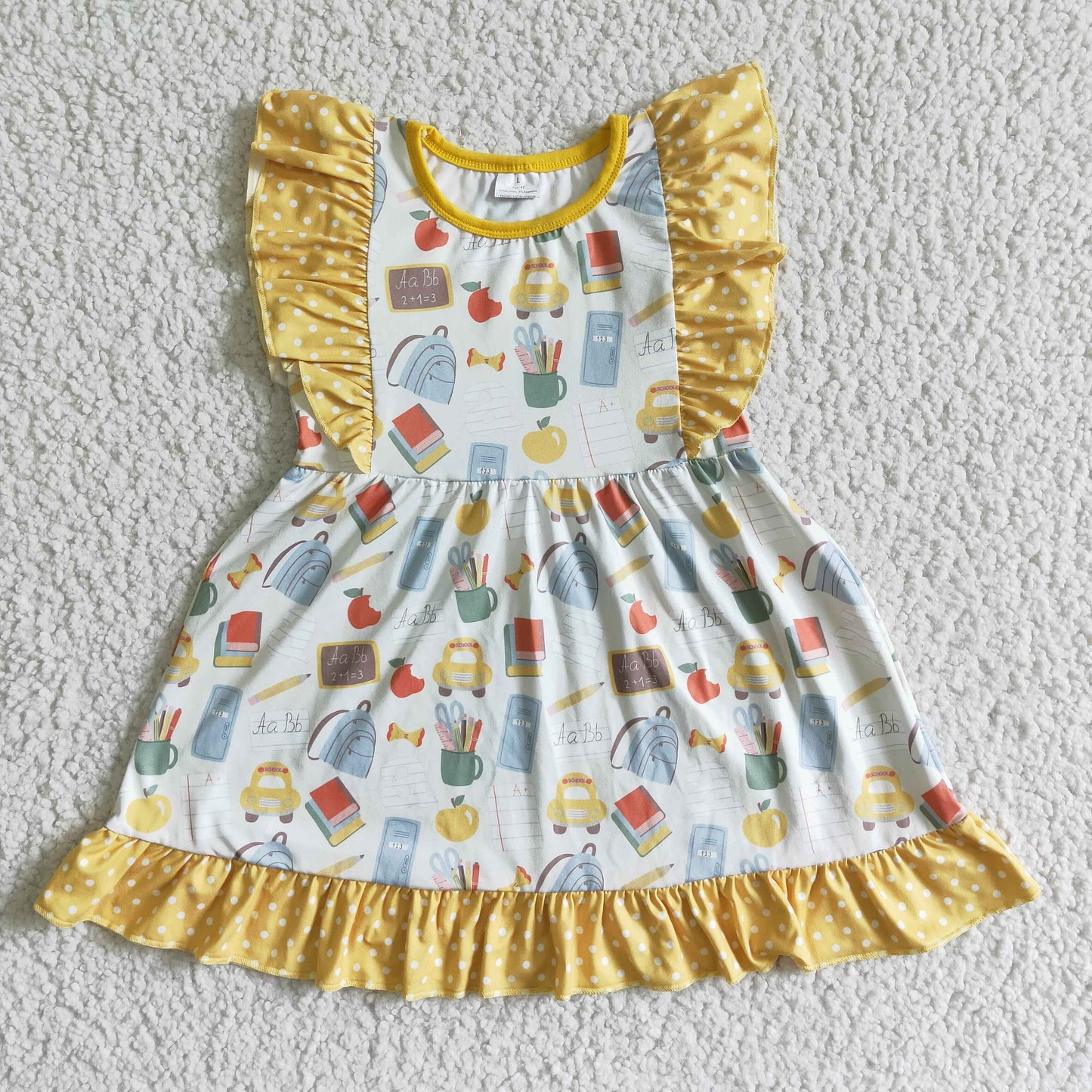 kids ready to ship back to school flutter sleeve dress