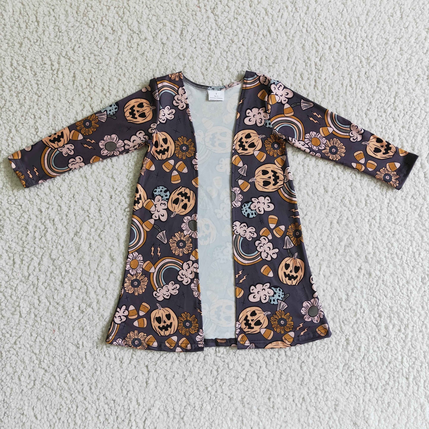 girls long sleeve rainbow pumpkin cardigan