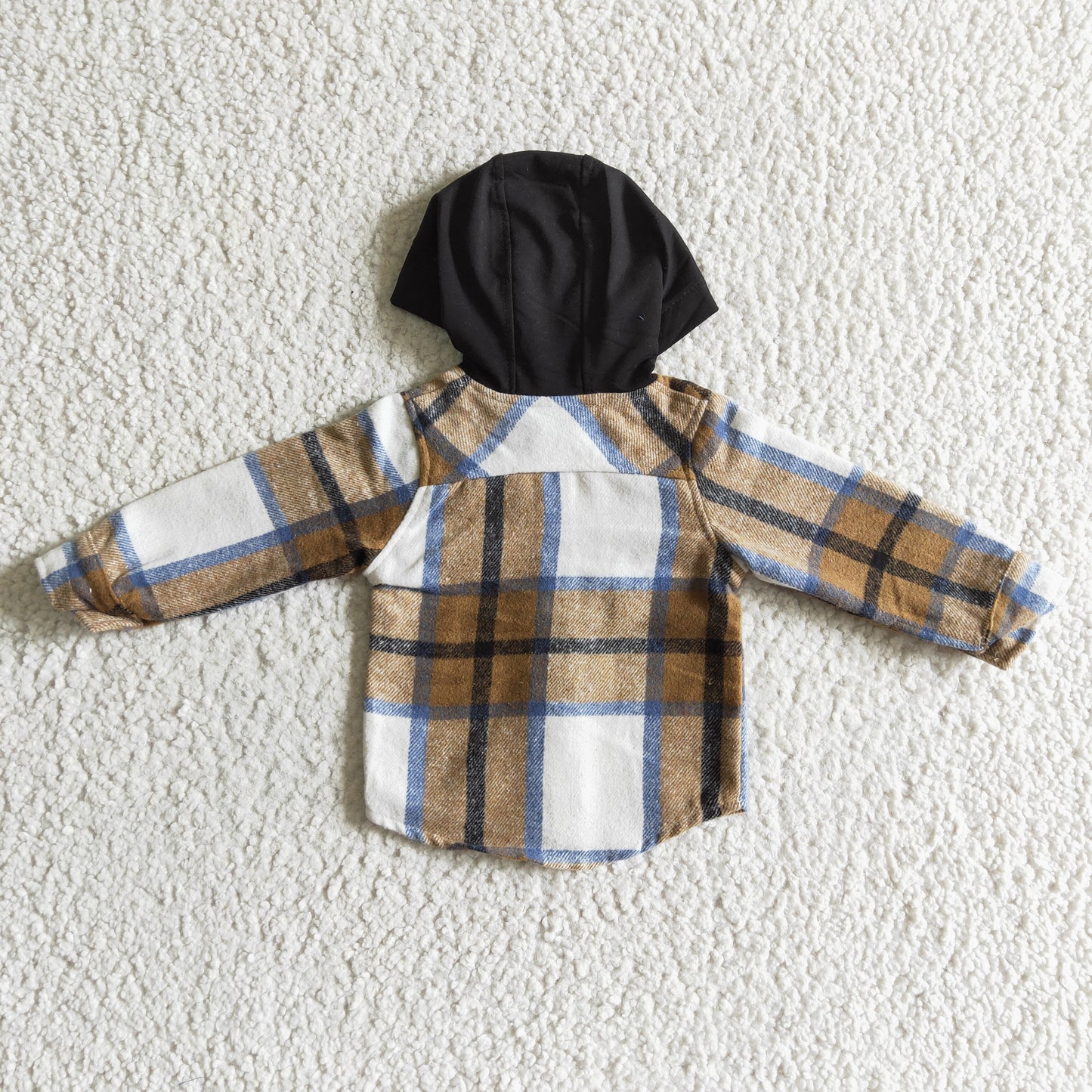 Brown Blue Cream Hooded Flannel