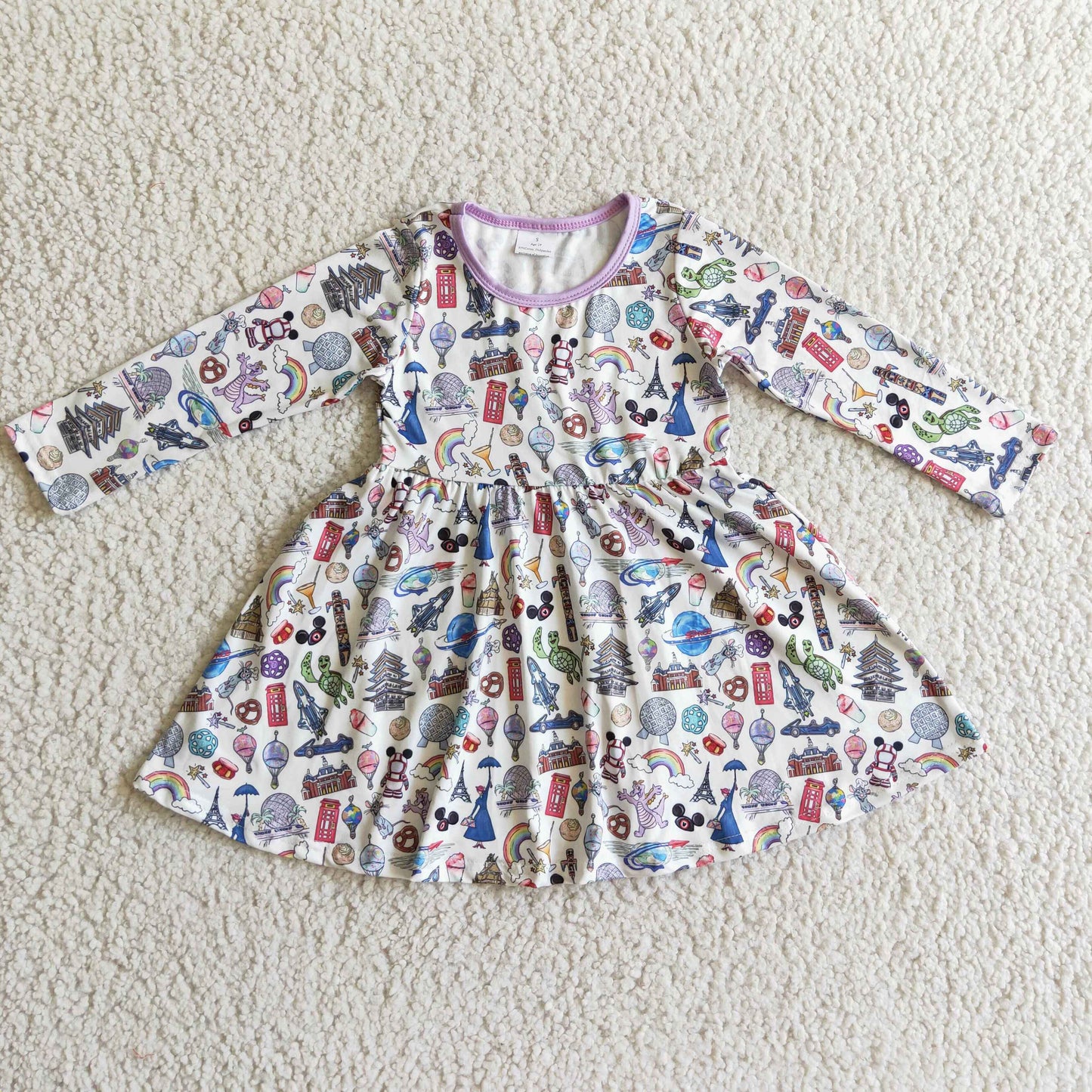 girls long sleeve Cartoon dress, GLD0160