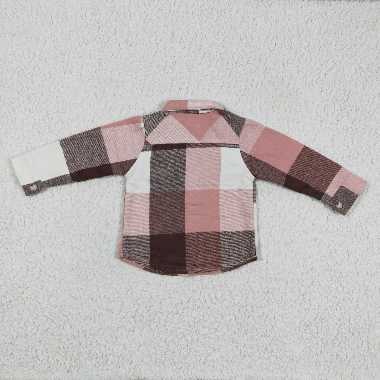 kids long sleeve pink plaid button up shirtm GT0073