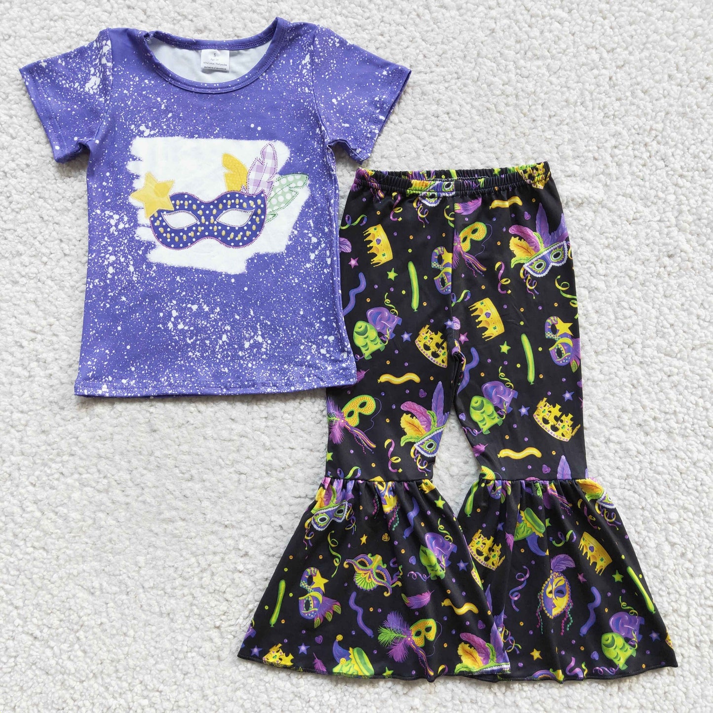 girls purple styles holiday bell pants outfit, GSPO0220