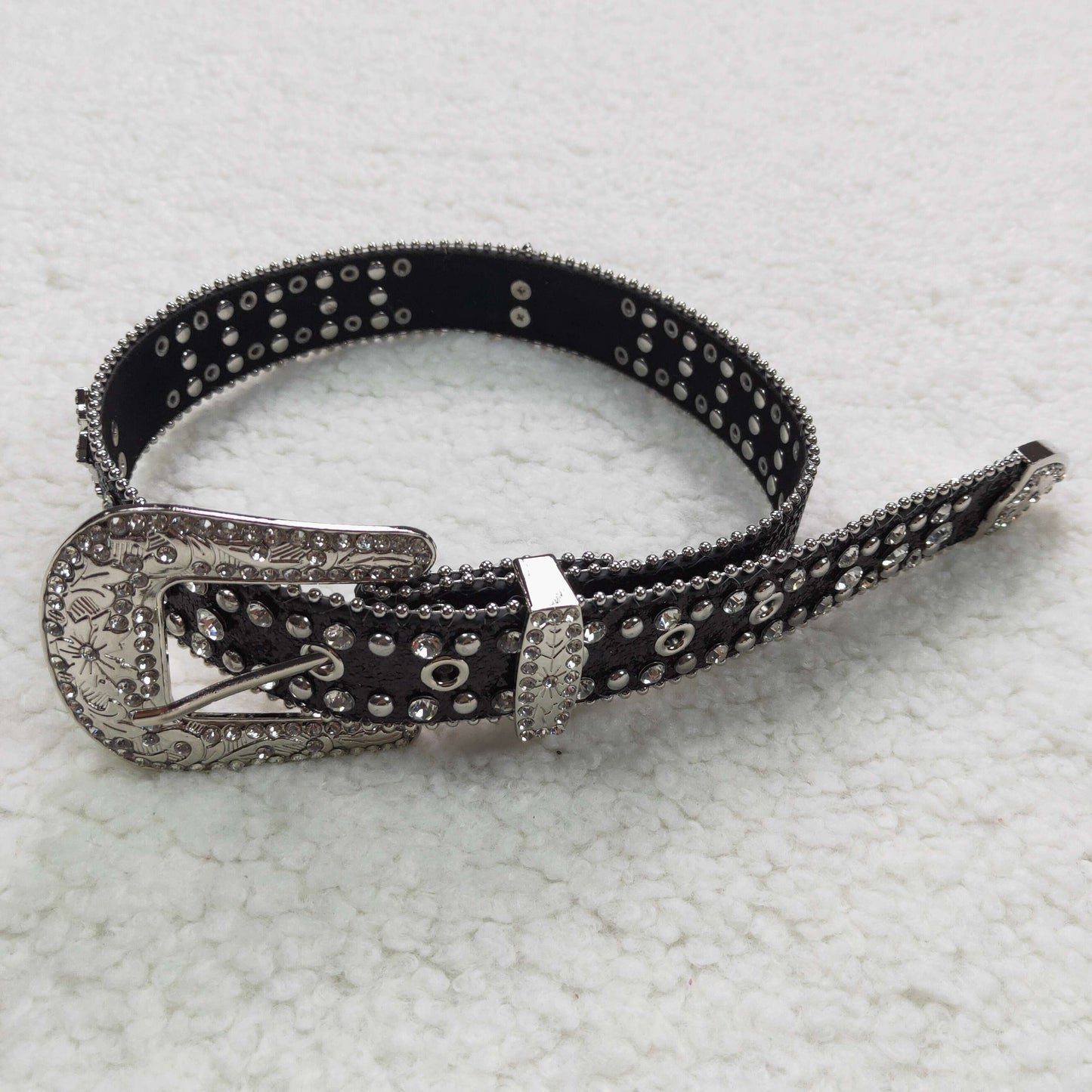 kids black rhinestone belt 31.5inches