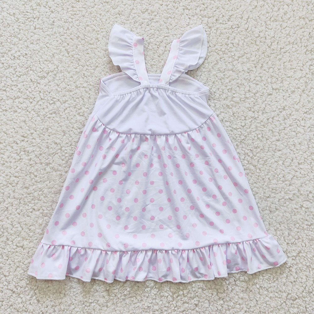 girls sleeveless easter rabbit dress,GLD0173