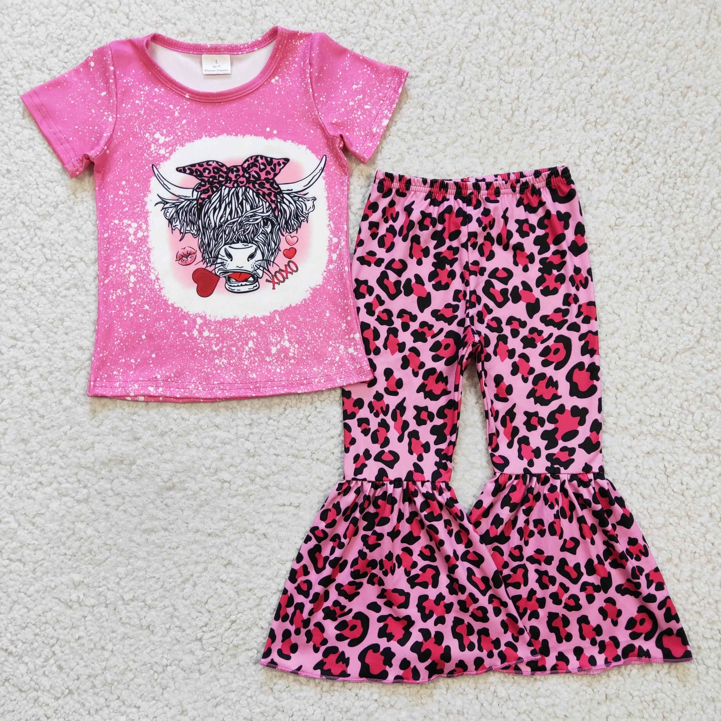 Baby girls highland cow Valentines day outfit ,GSPO0334