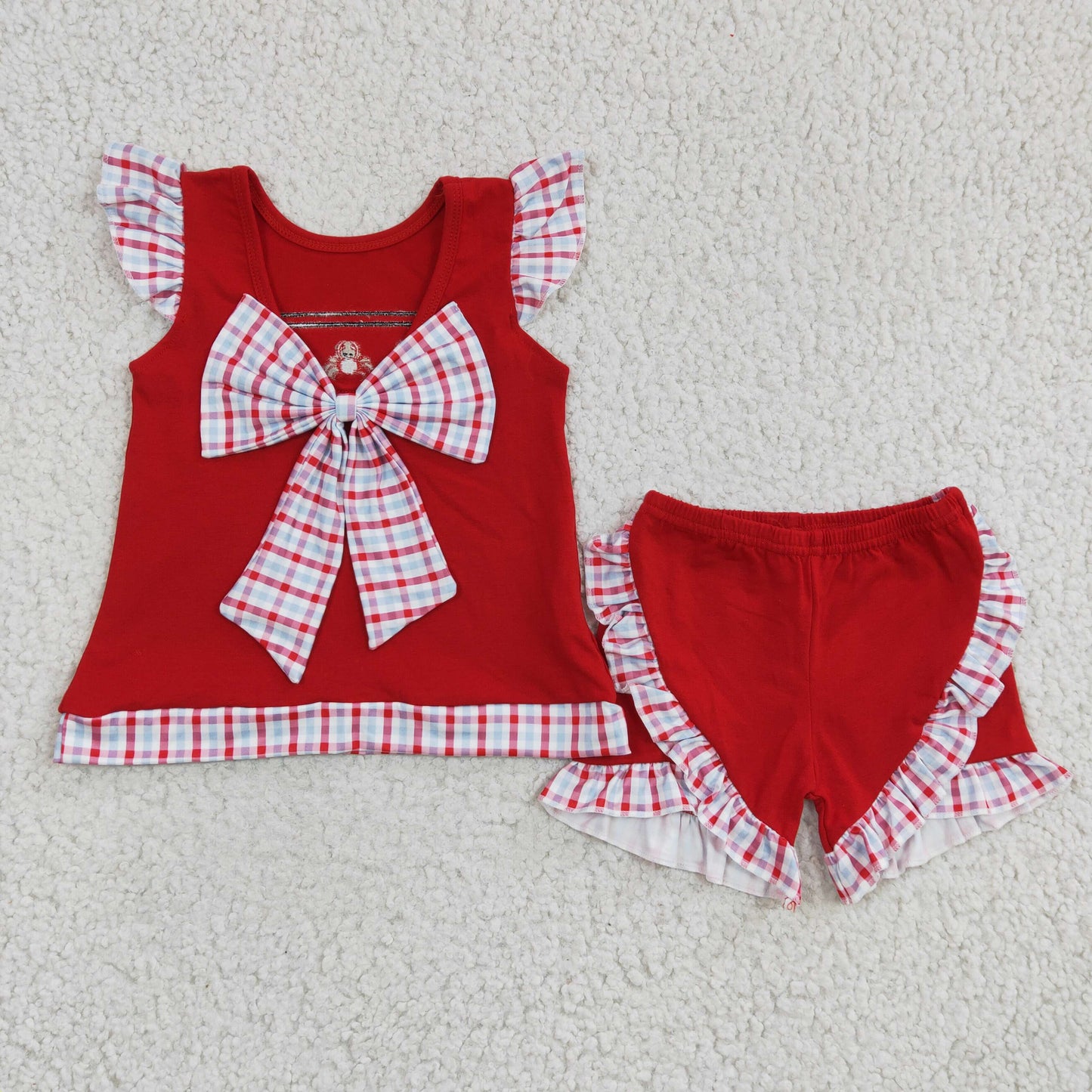 baby girls red crab summer short set , GSSO0142