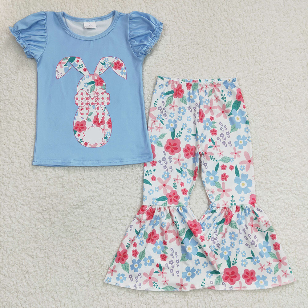 Infant toddle girl short sleeve cow top bell pants outfit GSPO0460