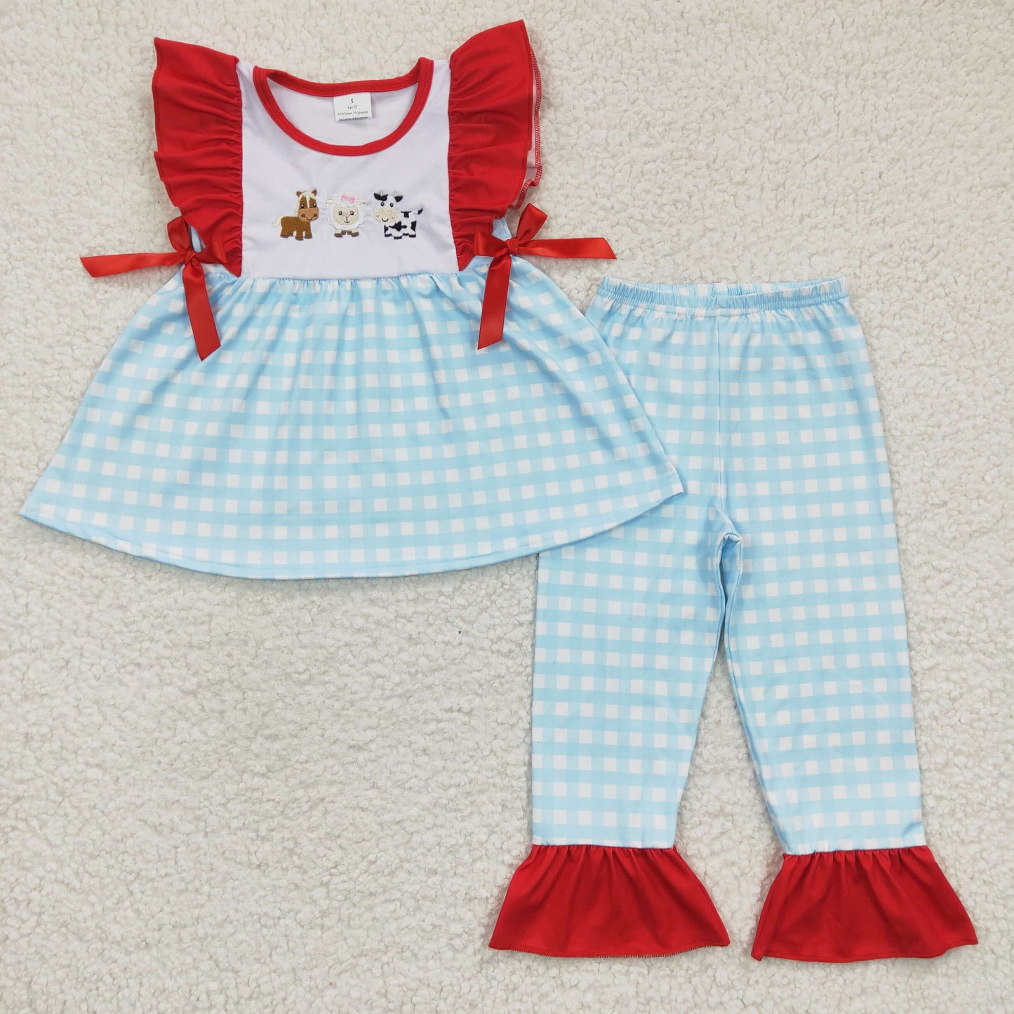 Baby girls farm cow print summer outfit, GSPO0381