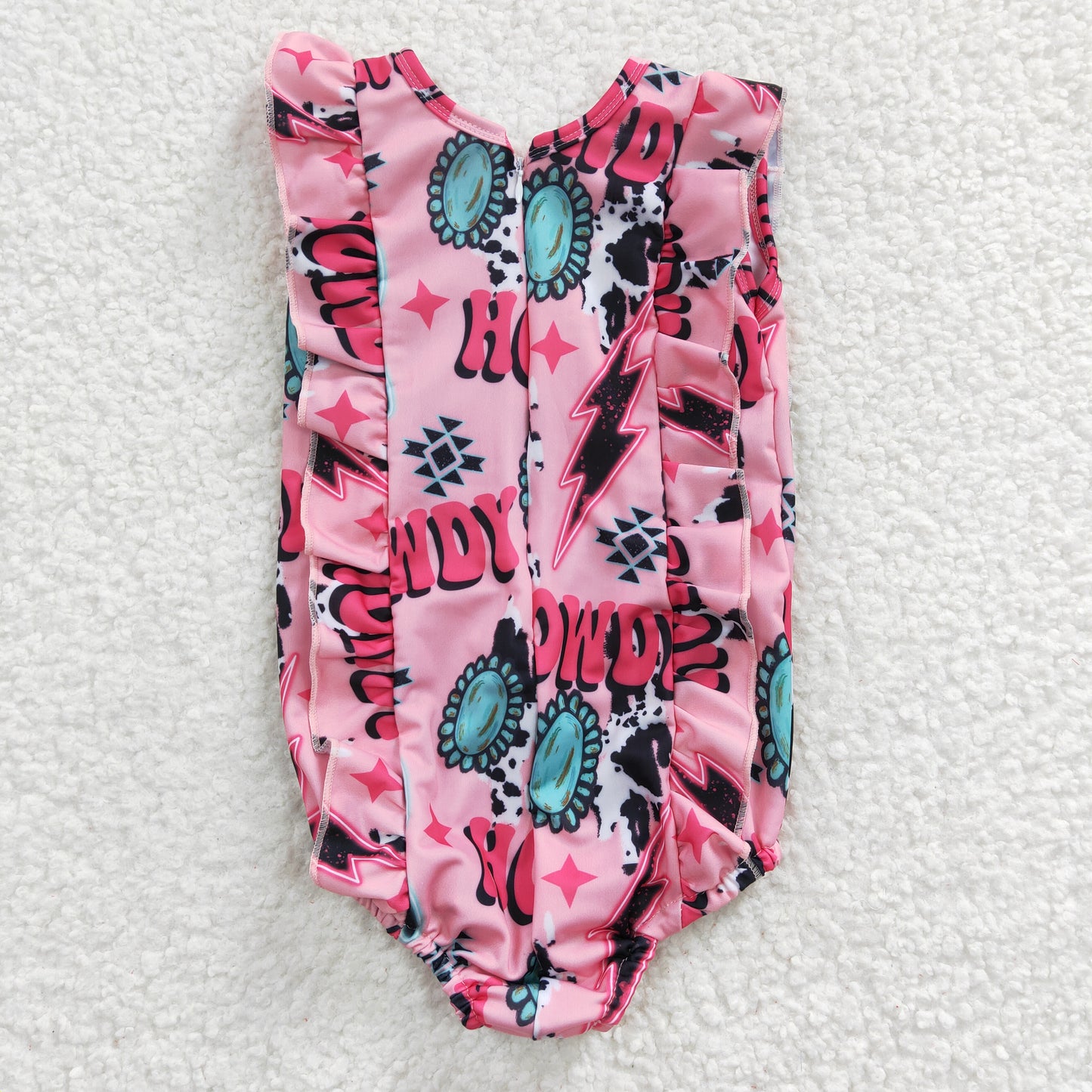 Baby girls howdy letter print bathing suit, S0036