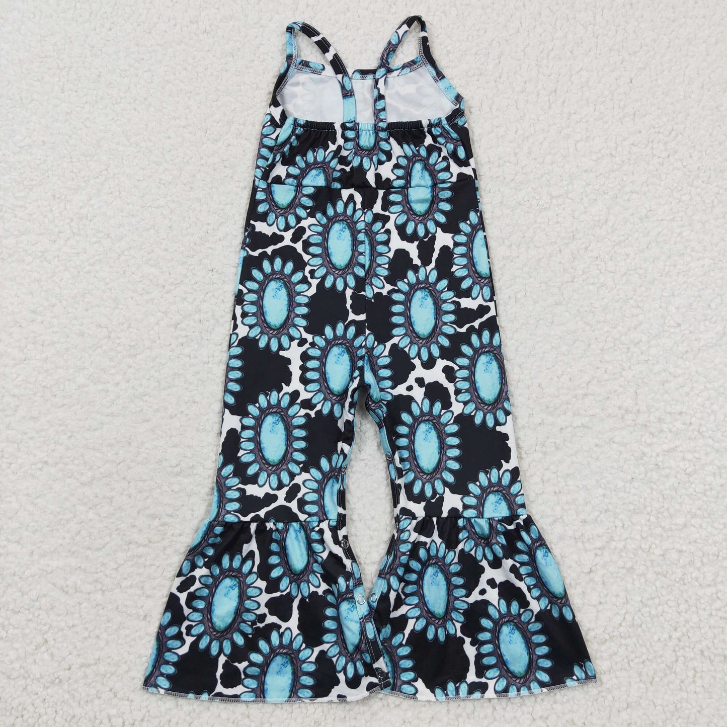 children girls turquoise beads summer jumpsuit