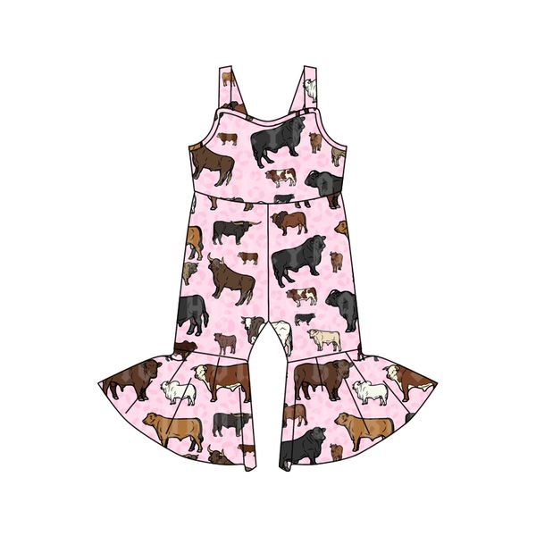 Pre-order kids toddle girls cow print summer jumpsuit SR0215 Dec 3rd