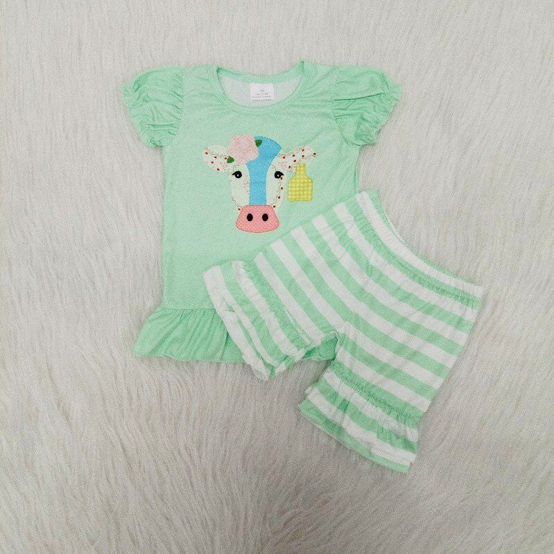 Kids heifer print 2pcs short set