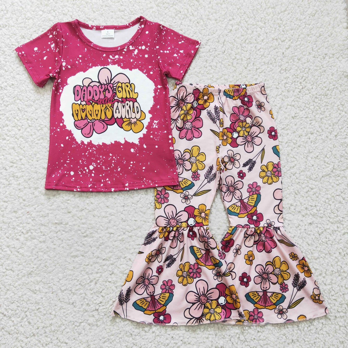 Daddys girls Mamas world print outfit, GSPO0414