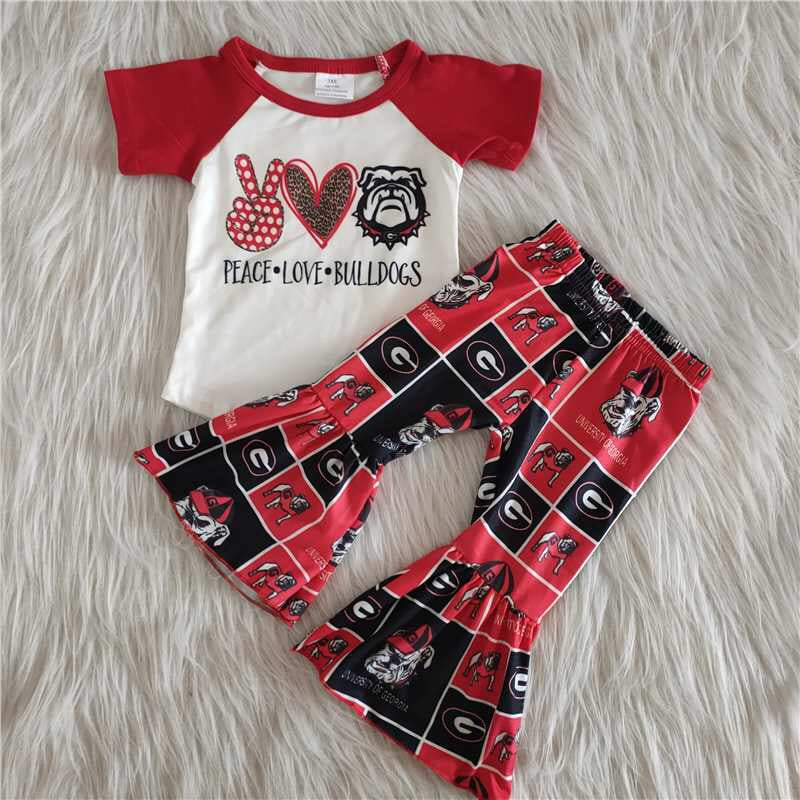 kids girls dog print summer bell pants outfit