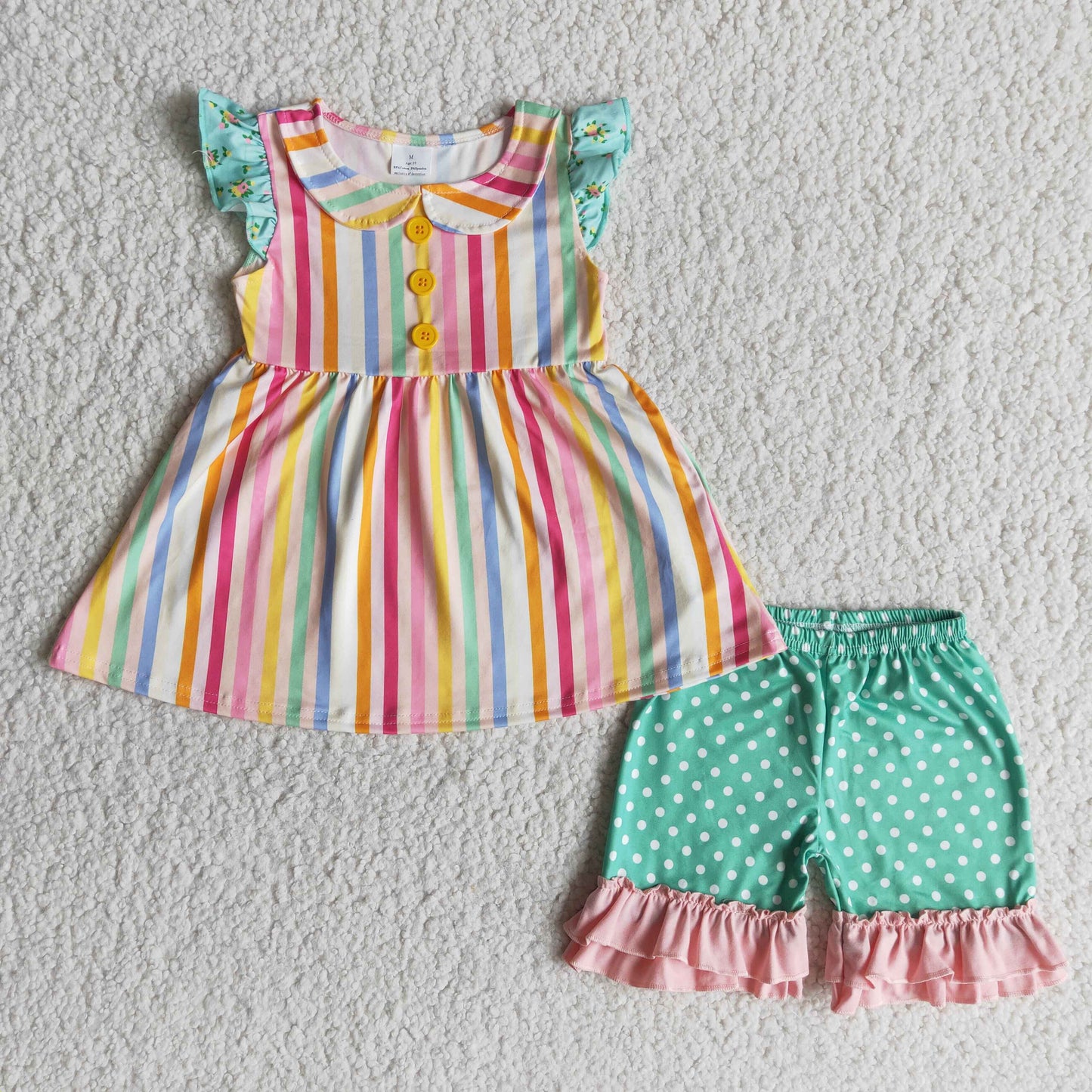 baby girls rainbow stripes short outfit
