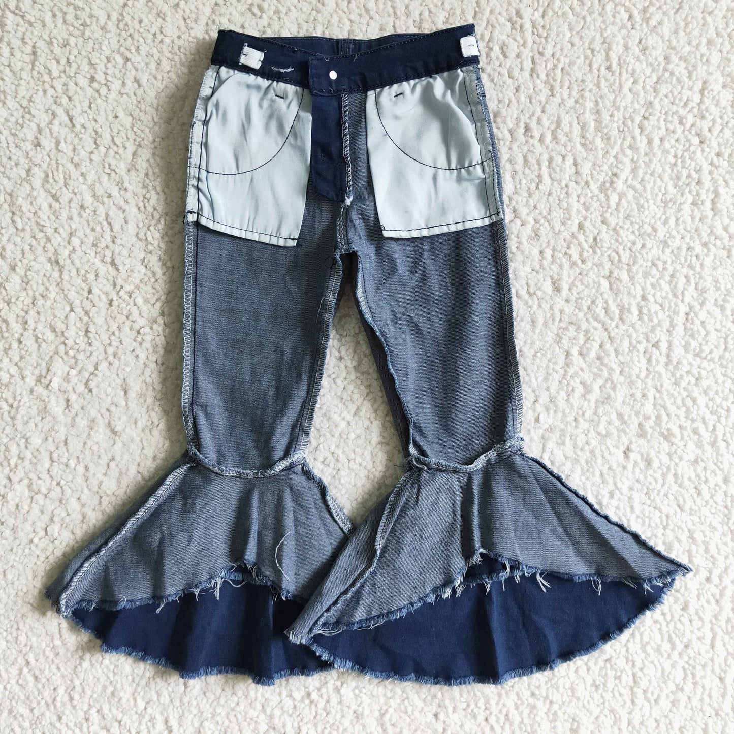 girls blue flare denim pants