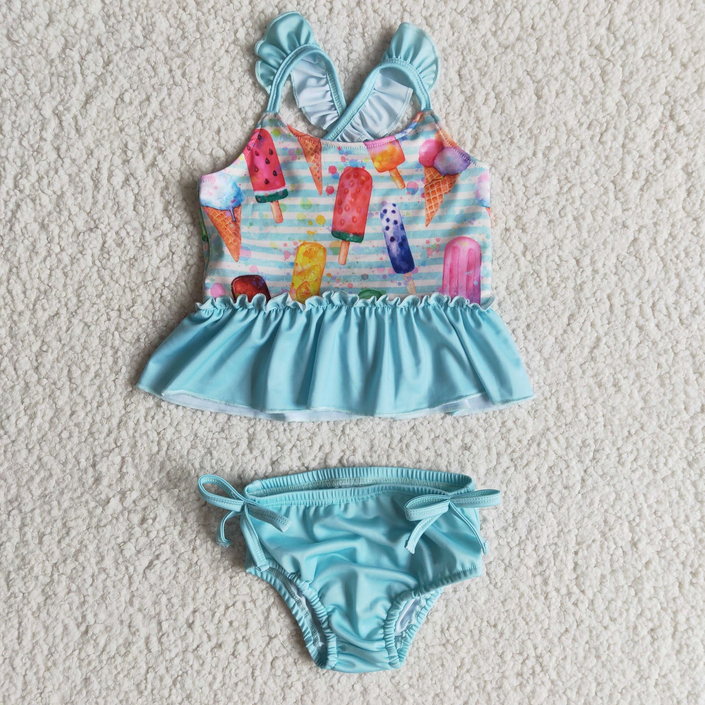 Girls ice cream print 2pcs bathing suit