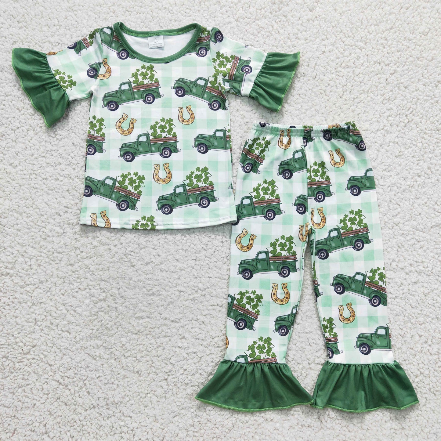 girl short sleeve st day pajama set,GSPO0287