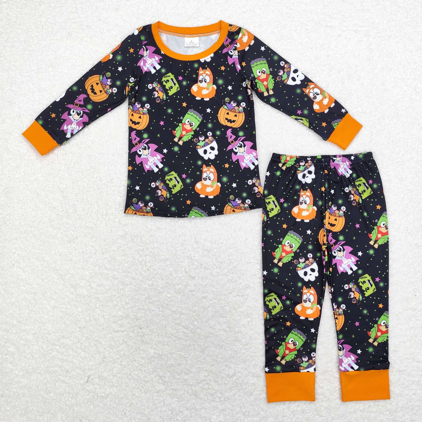 Halloween pumpkin cartoon dog sister brother matching sibling clothes