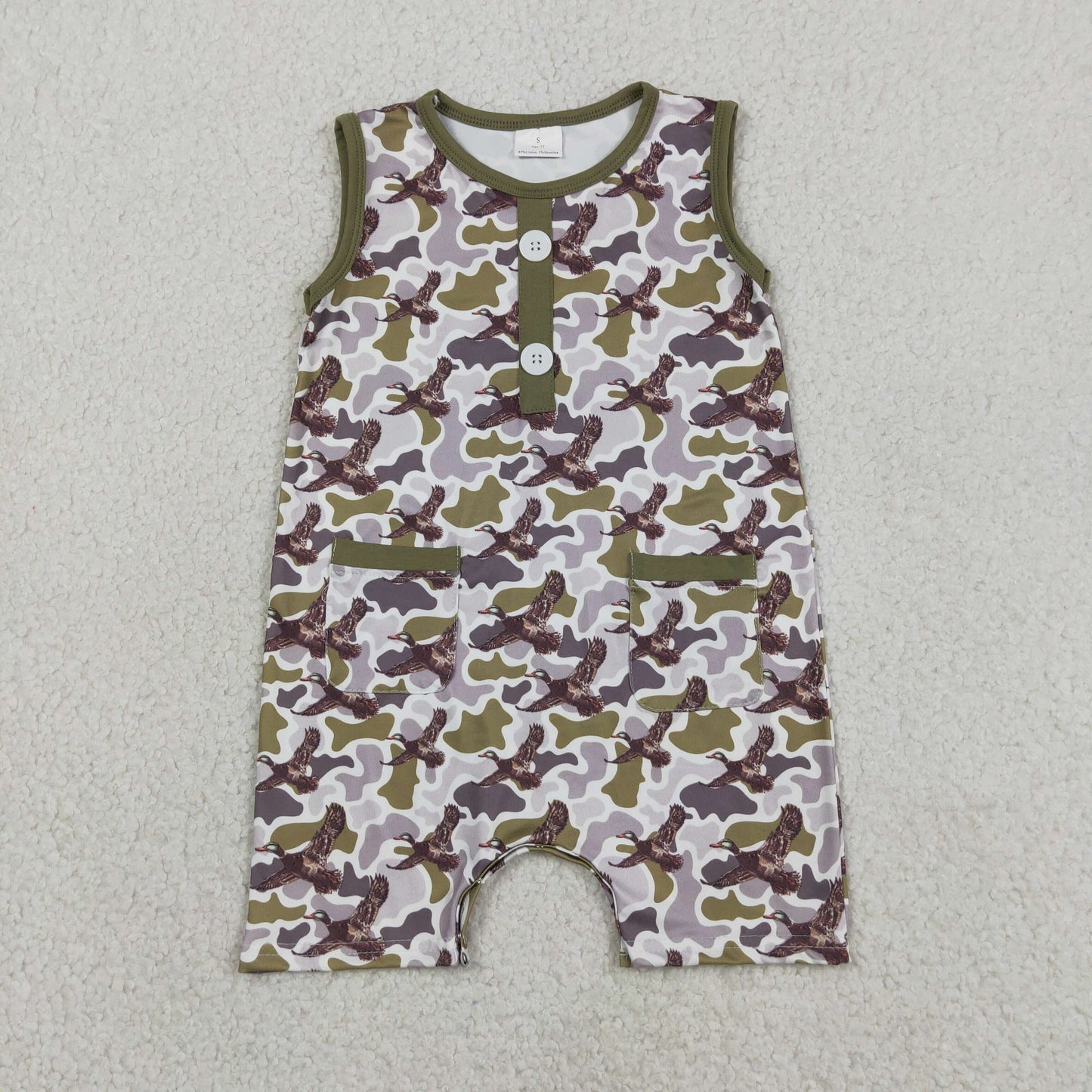 Duck camo pocket top matching shorts boys summer outfit