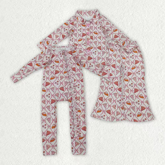 Thanksgiving design kids girl matching pajama set
