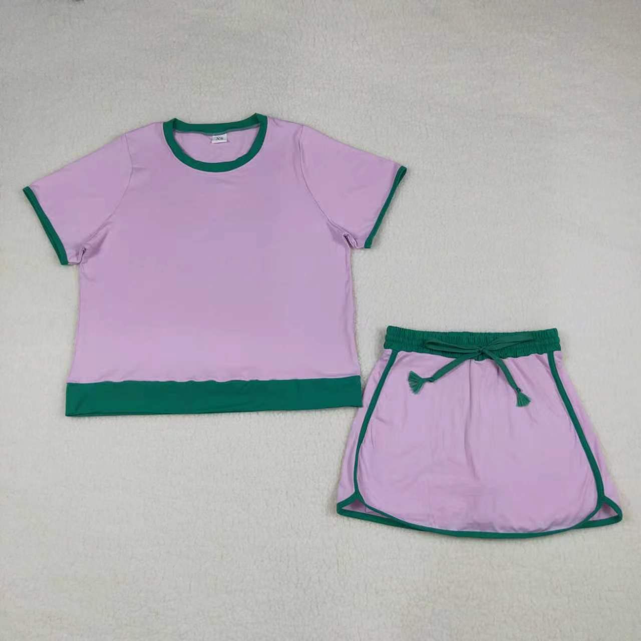 Mommy and me short sleeve cotton skorts outfit