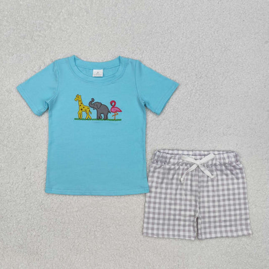 Toddle baby boy embroidery animal design summer outfit