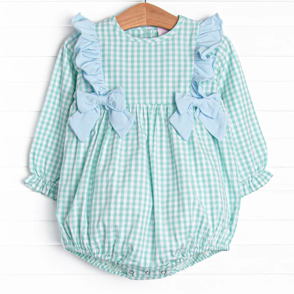 Toddle kids plaid design long sleeve romper