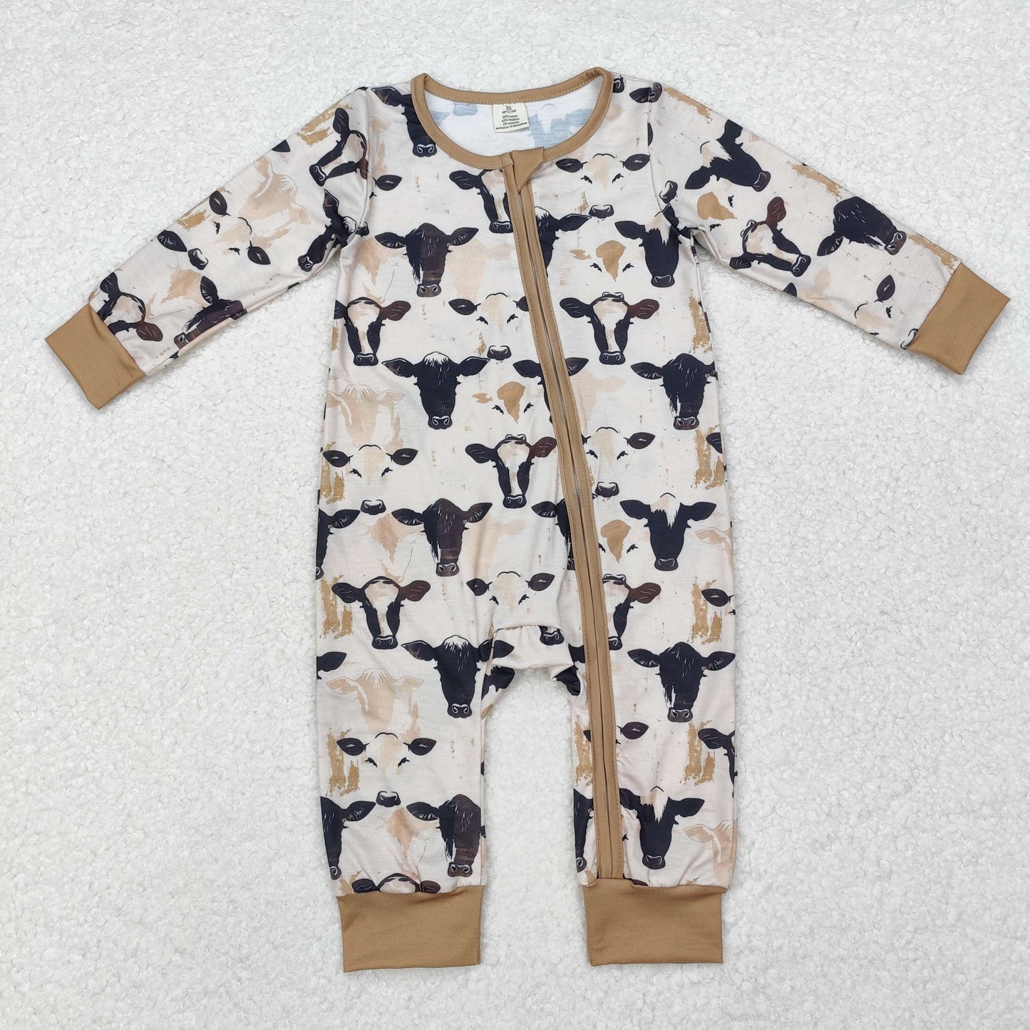 Farm cow baby boy long sleeve bamboo matching clothes