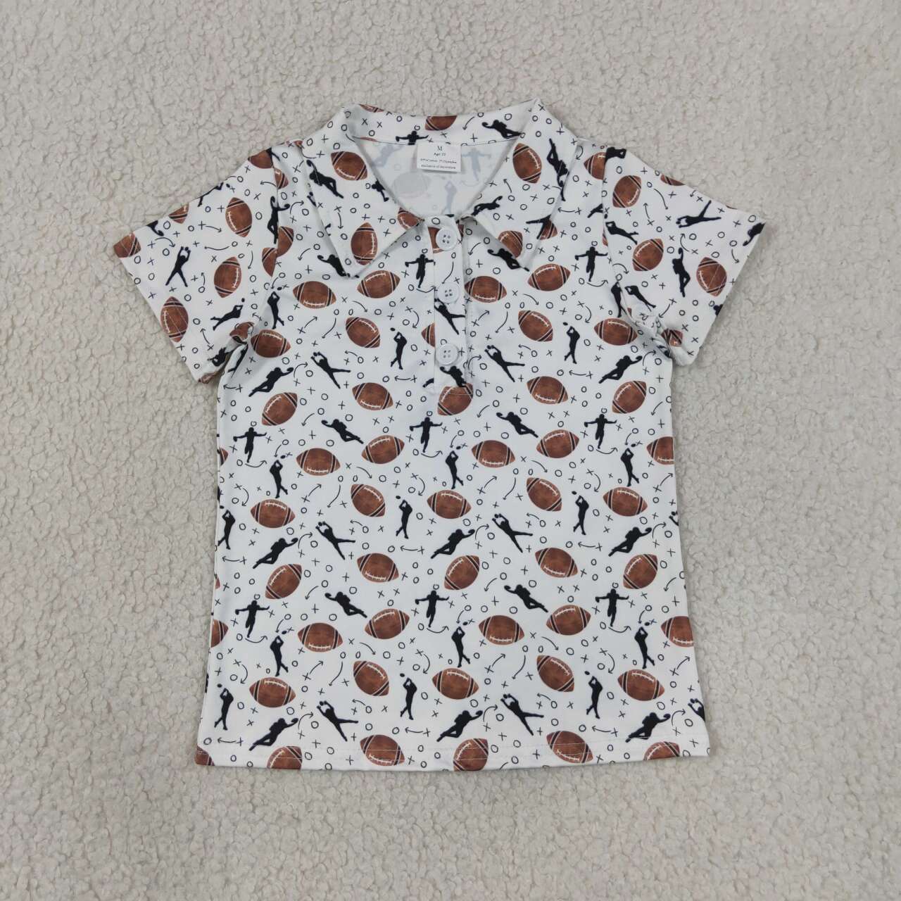 Boy kids short sleeve football polo shirt